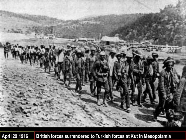 Thousands to British and Indian soldiers on march from Kut to Baghdad, May 1916.