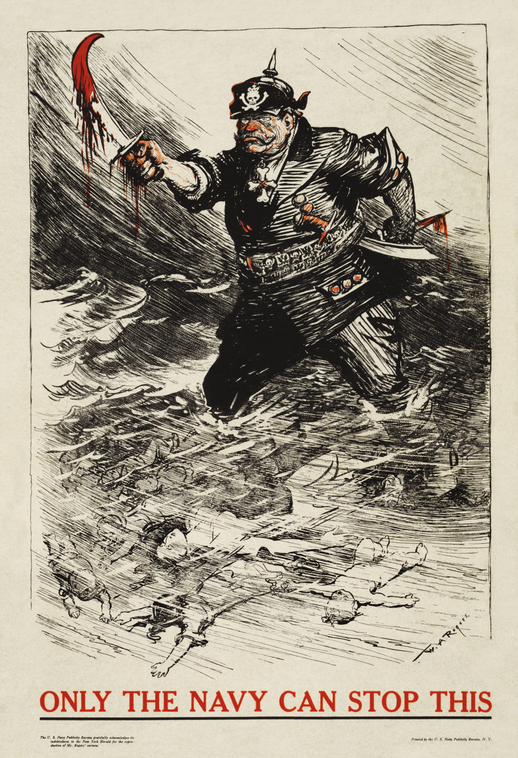 Cartoon depicting German Kaiser as bloody aggressor. 