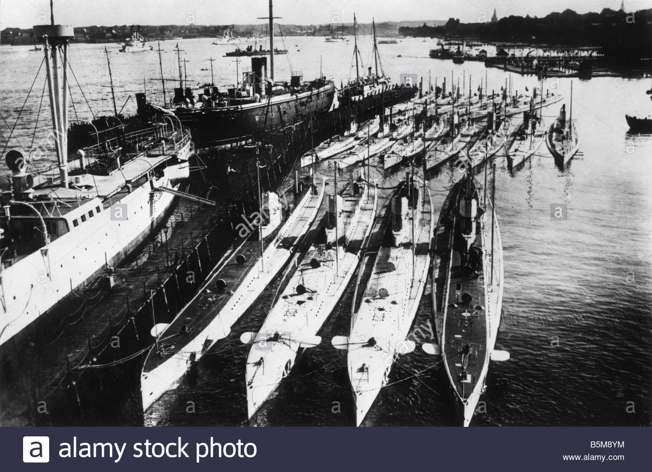 German U-boats in harbor.