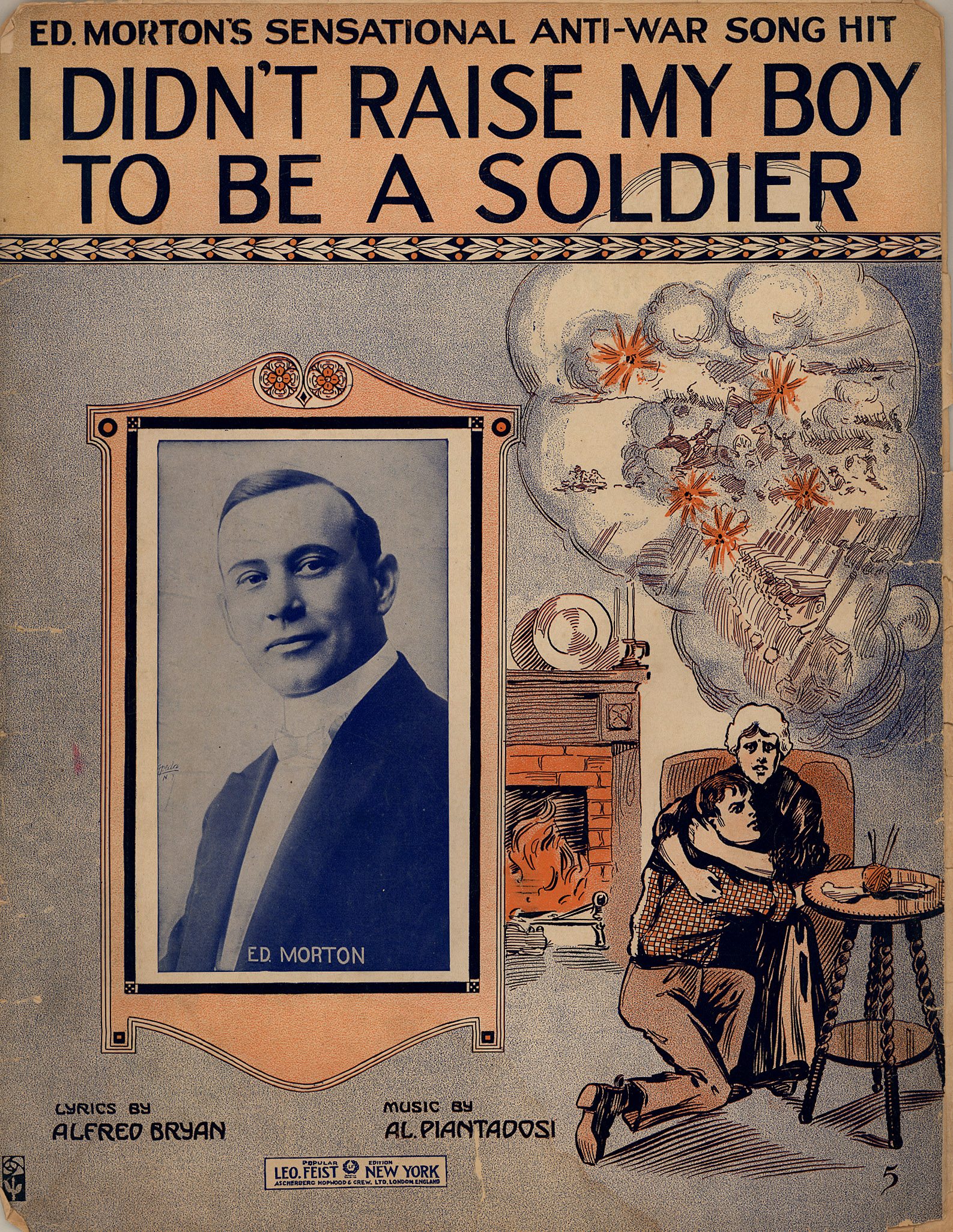 Anti-war propaganda poster, popular song.