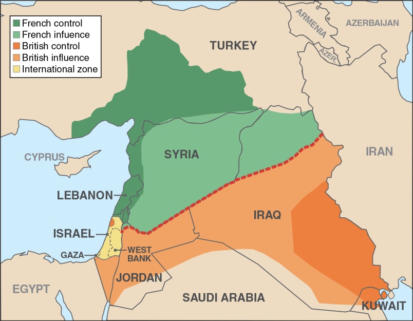 The Middle East as seen through the Sykes-Picot agreement.